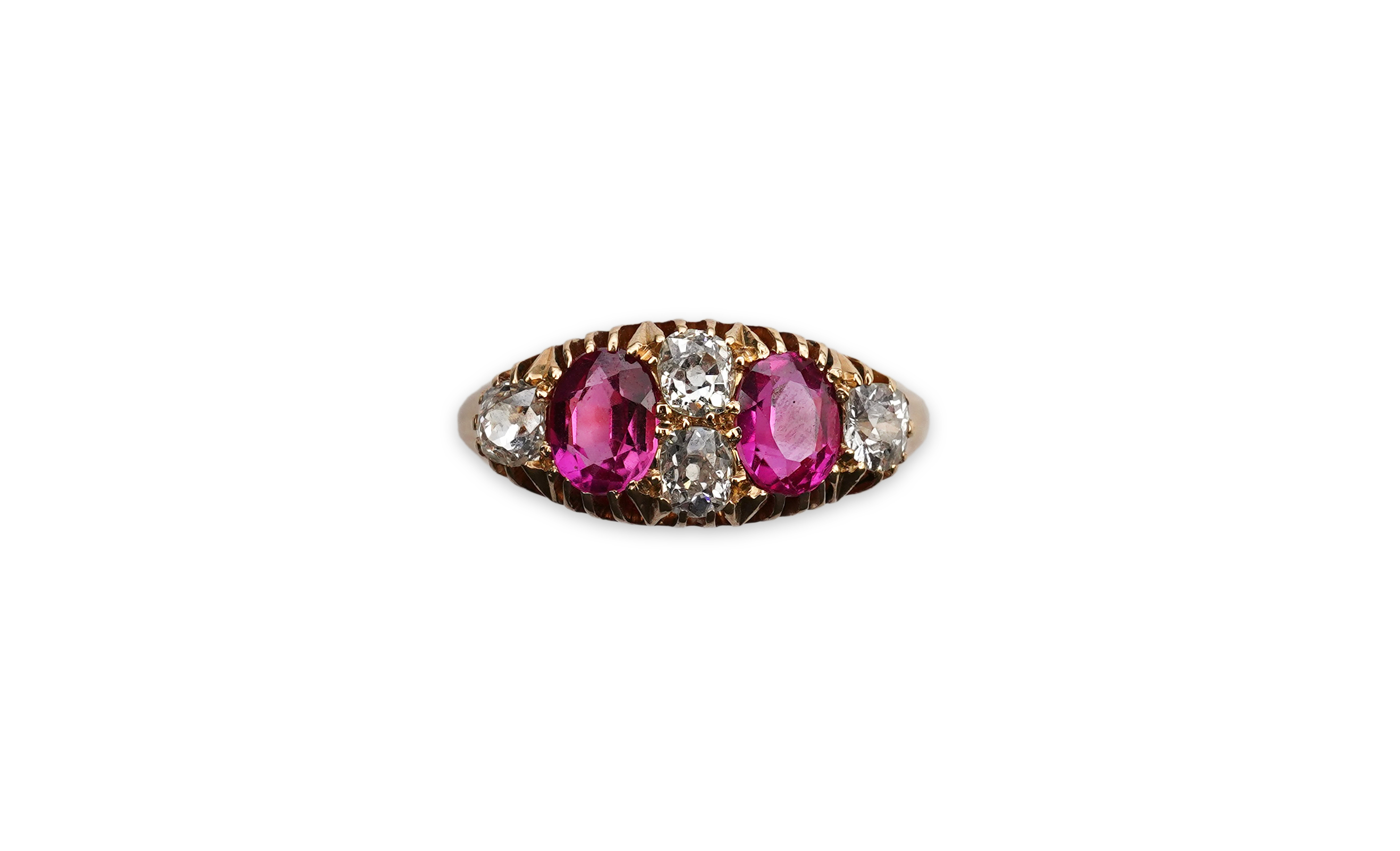A synthetic ruby and diamond ring, early 20th century